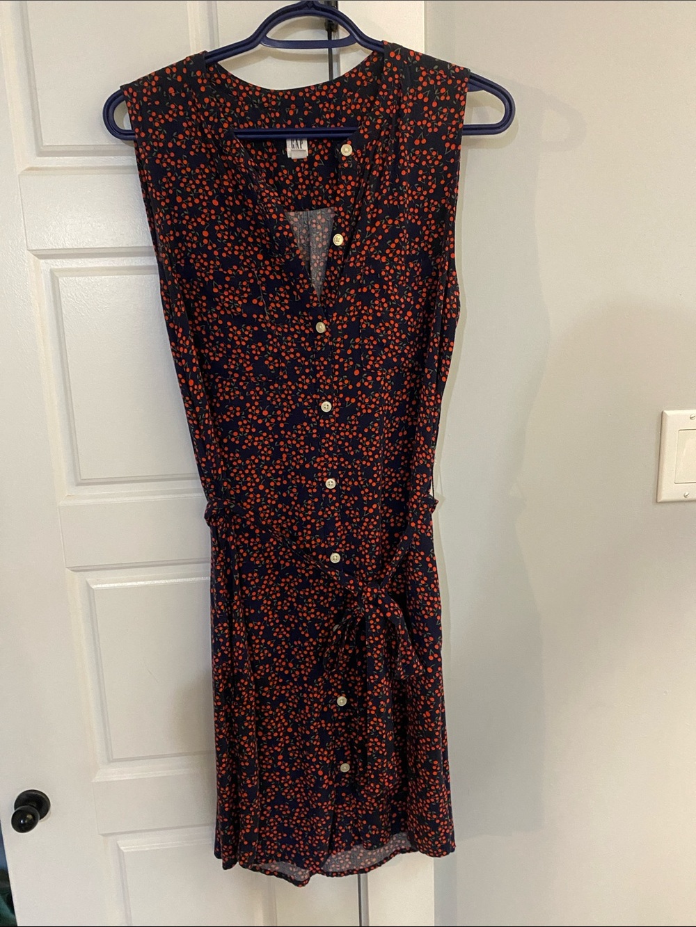 GAP Navy Sleeveless Dress with Red Cherry  Print